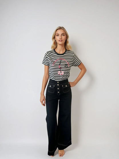 TSHIRT 'YOU NEVER REGRET A SWIM' DIVER INTO SWIM RING BLACK