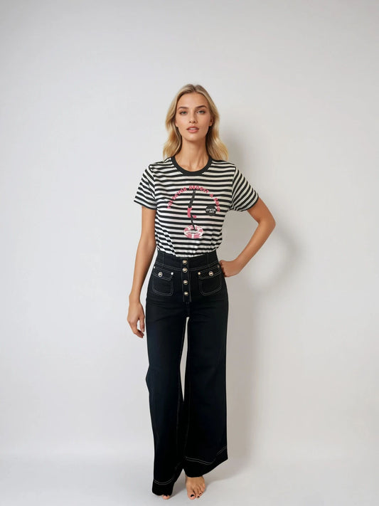 TSHIRT 'YOU NEVER REGRET A SWIM' DIVER INTO SWIM RING BLACK