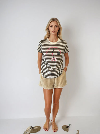 TSHIRT 'YOU NEVER REGRET A SWIM' DIVER INTO SWIM RING CHOCOLATE