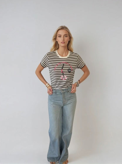 TSHIRT 'YOU NEVER REGRET A SWIM' DIVER INTO SWIM RING CHOCOLATE