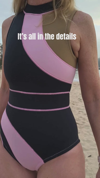 SLEEVELESS WETSUIT LULU BLACK PINK TOBACCO