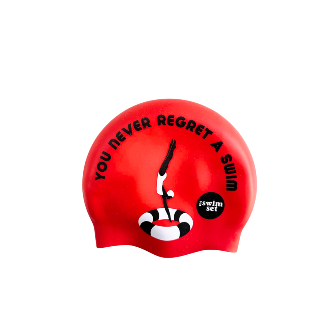 SWIM CAP RED - DIVER WITH SWIM RING