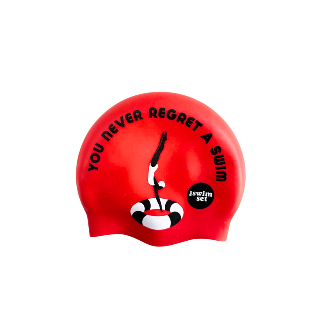 SWIM CAP RED - DIVER WITH SWIM RING